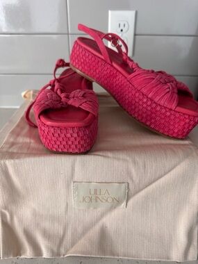 Ulla Johnson Fuchsia Braided Platform Sandals